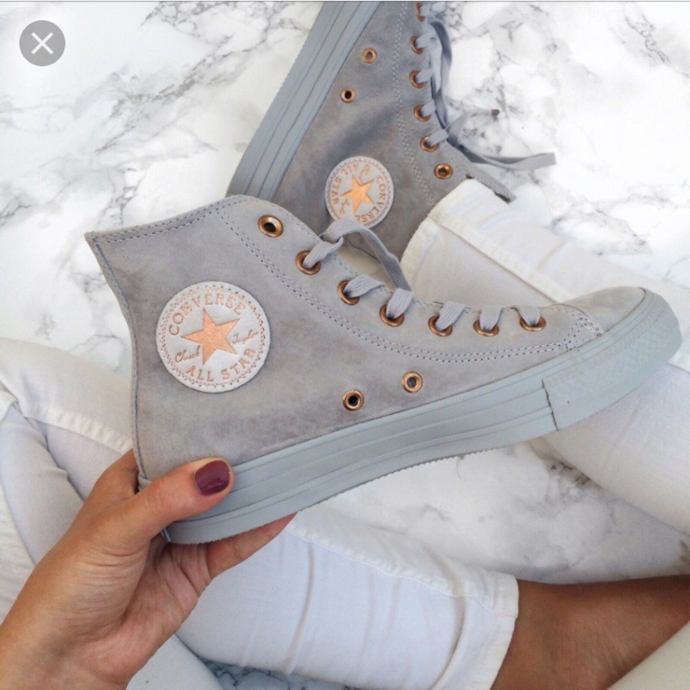 SOLD Grey & Rose Gold Suede Converse Chuck Taylor